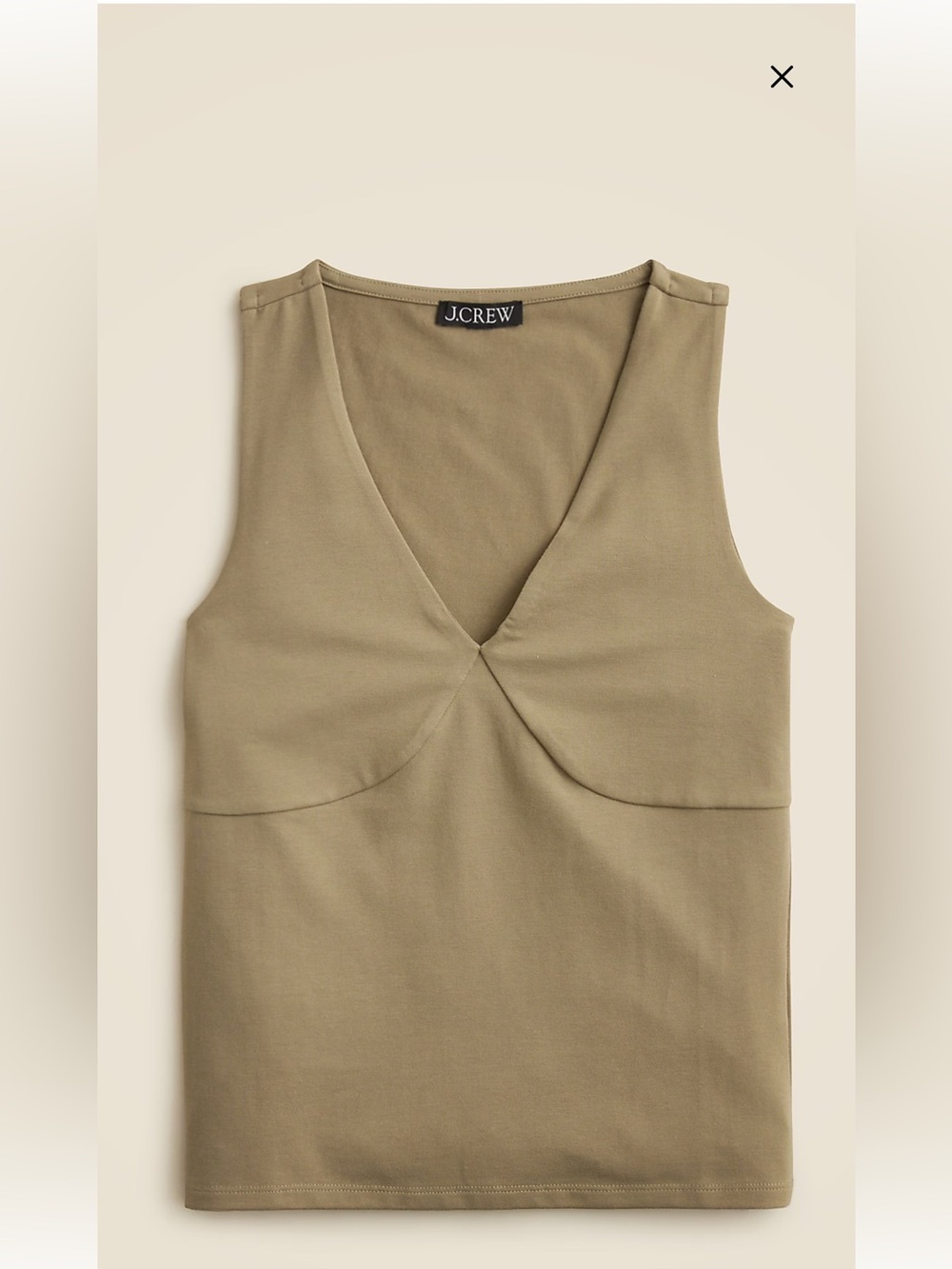 J.Crew Stretch cotton-blend V-neck top, Olive green, size M NWT